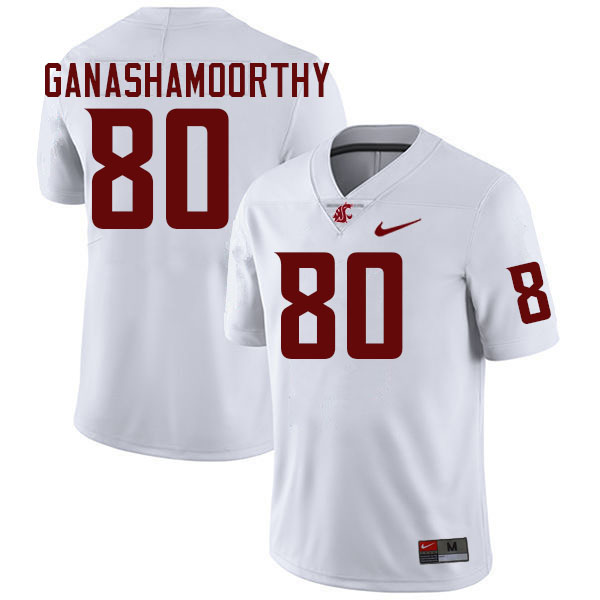 Men #80 Branden Ganashamoorthy Washington State Cougars College Football Jerseys Stitched-White